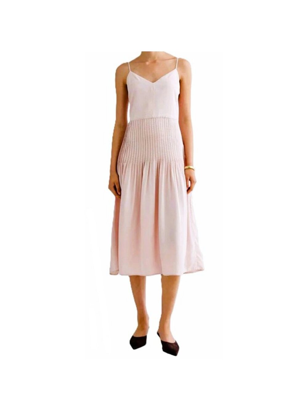 Everlane The Pleated Slip Dress in Butterlite Soft Rose Size 00 NWT